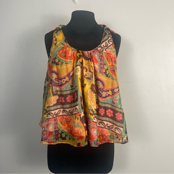 FREE PEOPLE Strawberry Tank Meadow Combo Flowy Lined Bohemian Tank - Size S - Picture 2 of 7